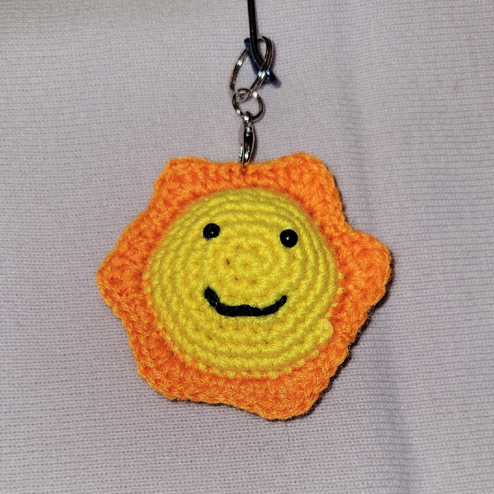 Cheerful Sun Crochet Keychain for Kids